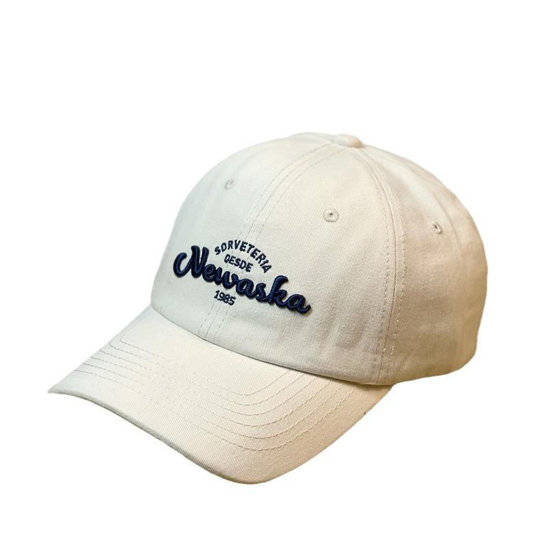 New duckbill cap with soft top and letter embroidery, adjustable deep-top baseball cap that makes the face appear smaller, sun protection hat for