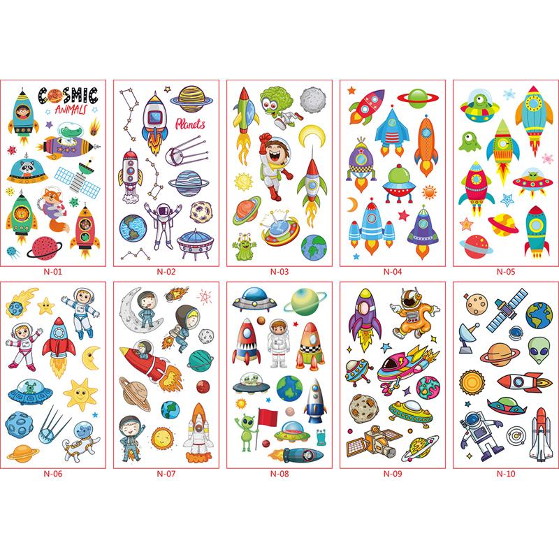 10 Sheets/Set Animal Dinosaur Space Watch Children's Tattoo Stickers Face Arm Body Waterproof Temporary Tattoo for Kids Gift