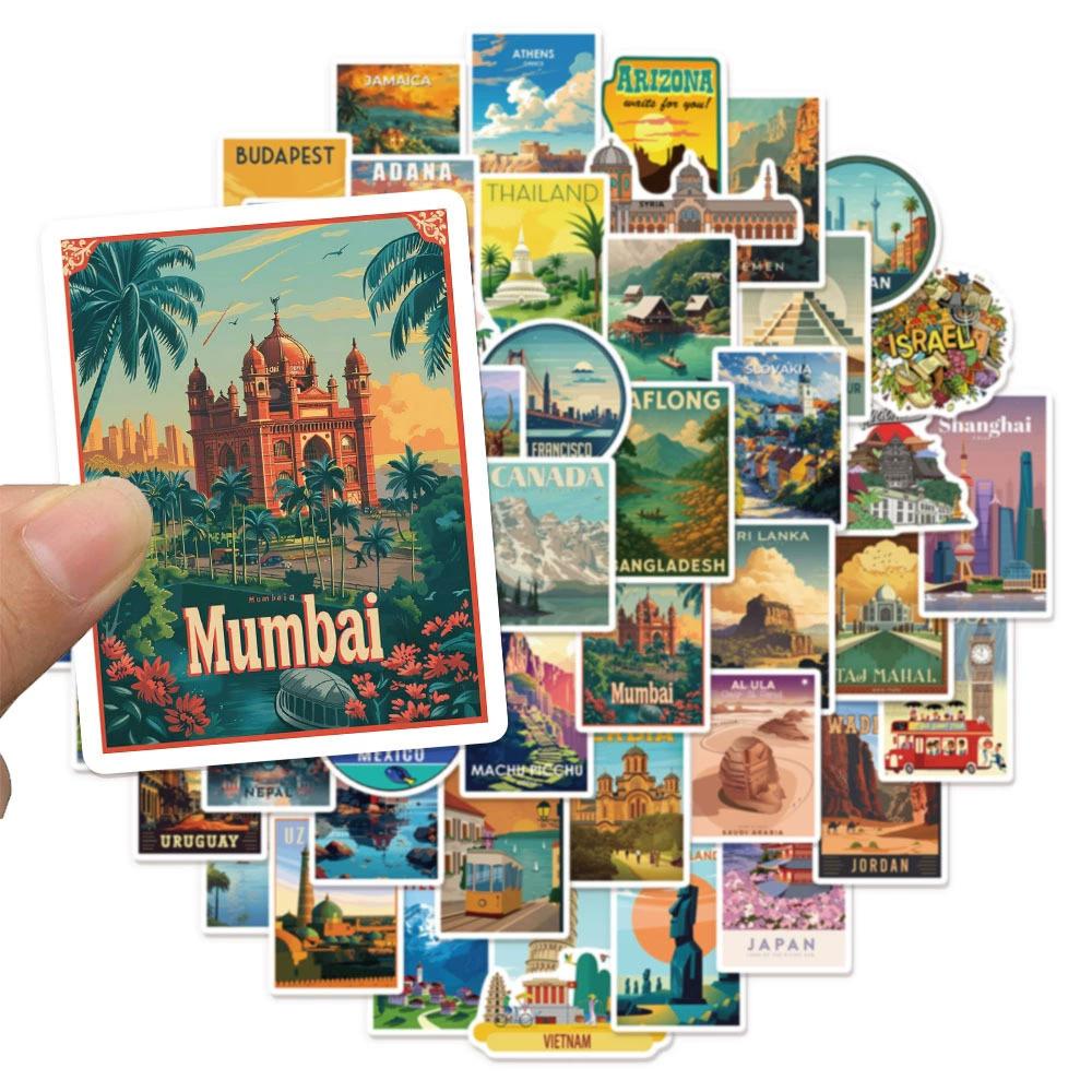 10/30/50/100pcs World Famous Landmarks Cartoon Stickers Travel Landscape Graffiti Decals Luggage Laptop Phone Case Sticker Pack