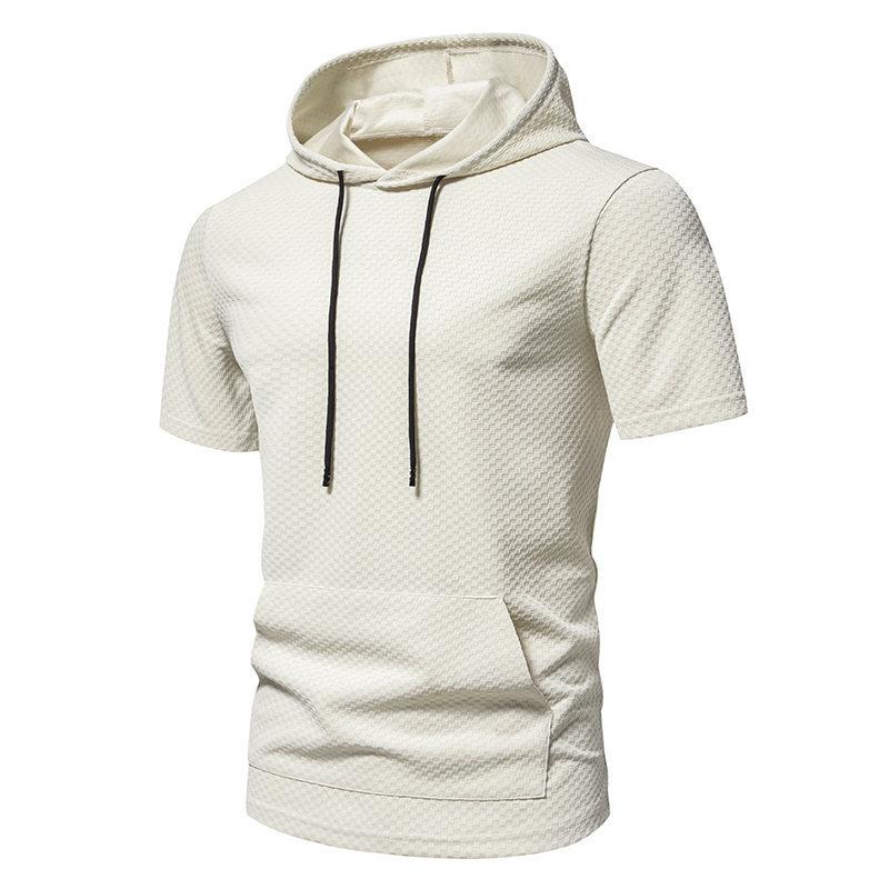 Men's Waffle Short Sleeve Hoodie Lightweight Pullover Summer Casual Hooded Sweatshirts Breathable T-Shirts Moisture Wicking Dry Fit Shirts for Men