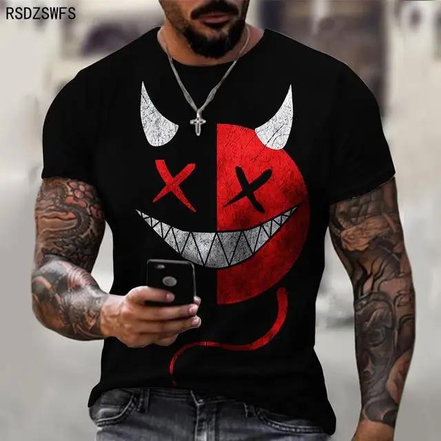 Funny Smiling Face Smiling Pattern Mens Tshirt 3D Print Trend Round Neck Short Sleeve Top Summer Leisure Breathable Pullover