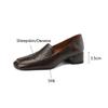 Fashion NEW Spring/Autumn Women Loafers Square Toe Chunky Heel Shoes Elegant Genuine Leather Shoes for Women Retro Sheepskin Women Pumps