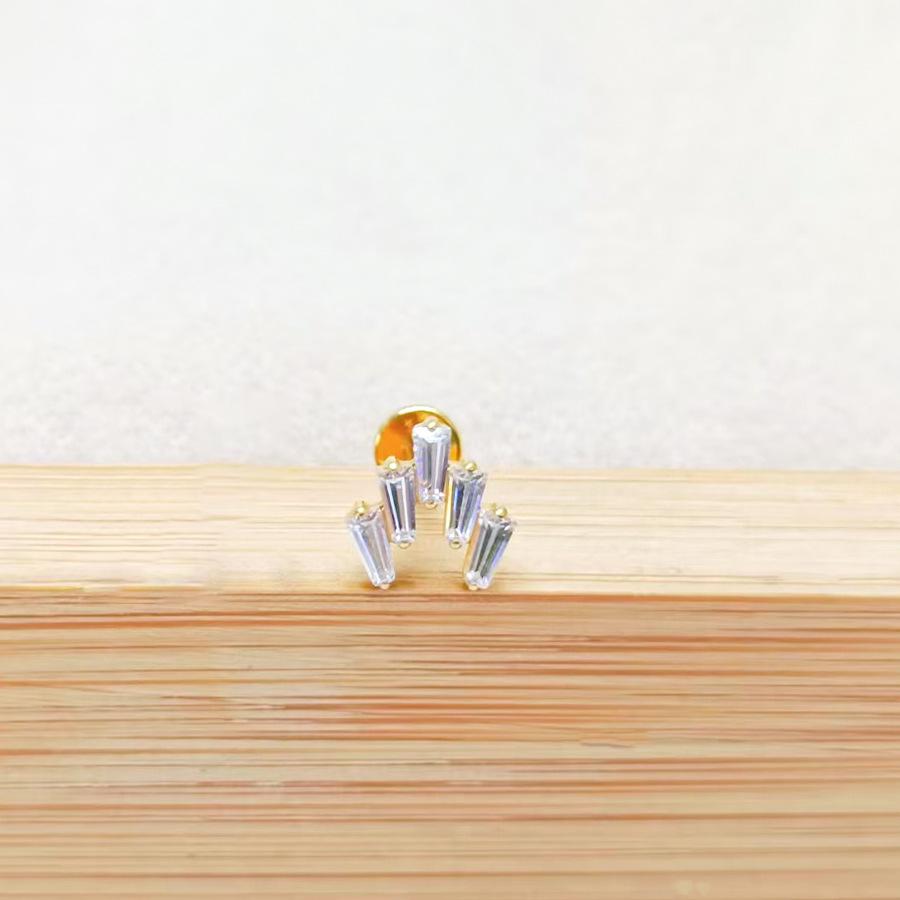 F136 Titanium Flower Peacock Crown Earrings, Long Studs for Cartilage Piercing, 1.2/1.0 Thickness