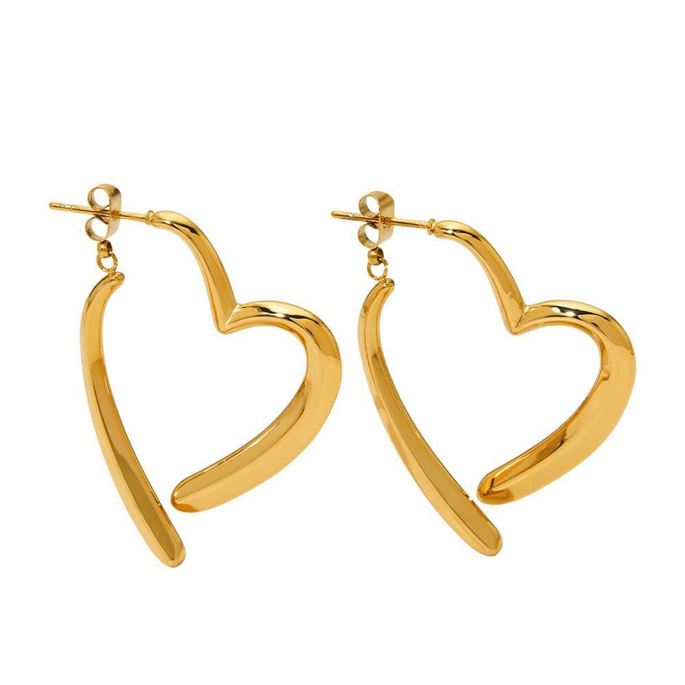 Heart Titanium Steel Stud Earrings - Non-fading, Fashionable Women's Jewelry