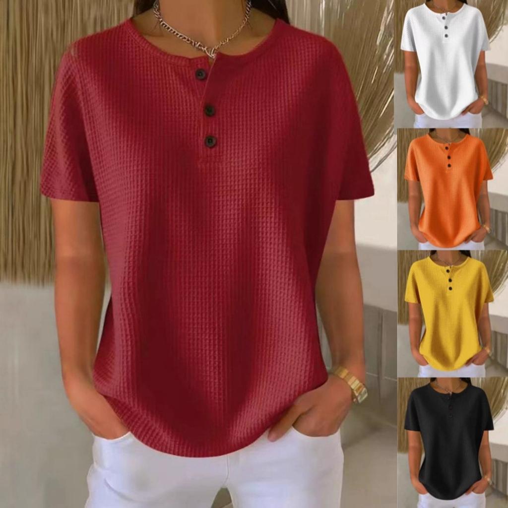 New Fashionable Knit Short-Sleeved Round Neck Pullover Loose T-shirt Top