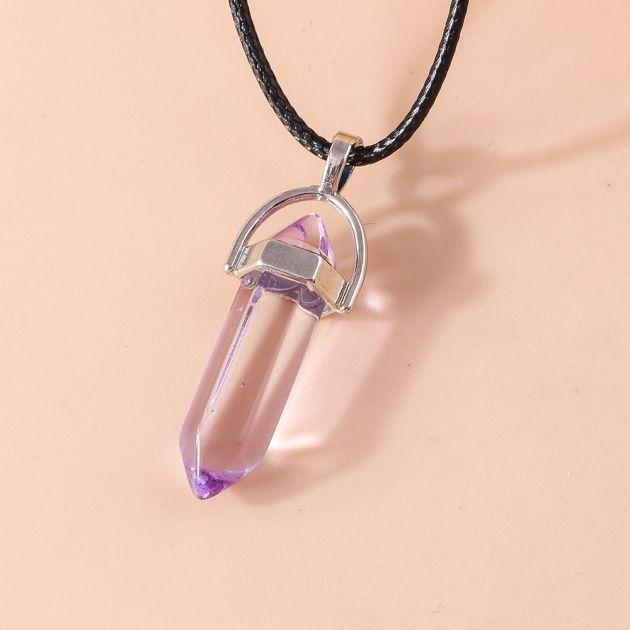 Collar de Piedra Natural Cuarzo Ópalo Amatista Cristal Rosa Colgantes Collar para Mujeres Niñas Cadena de Cuero Joyería Regalos