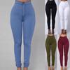 Women Pants Thin High Waist Solid Color Slim Fit Lady Pencil Trousers for Street Wear