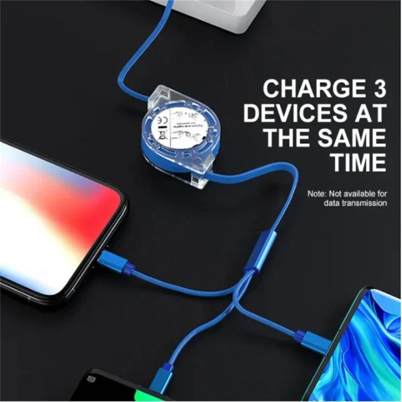 1pcs One To Three Expandable Data Cable Portable and Practical with High Aesthetic Value Car Three in One Charging Cable