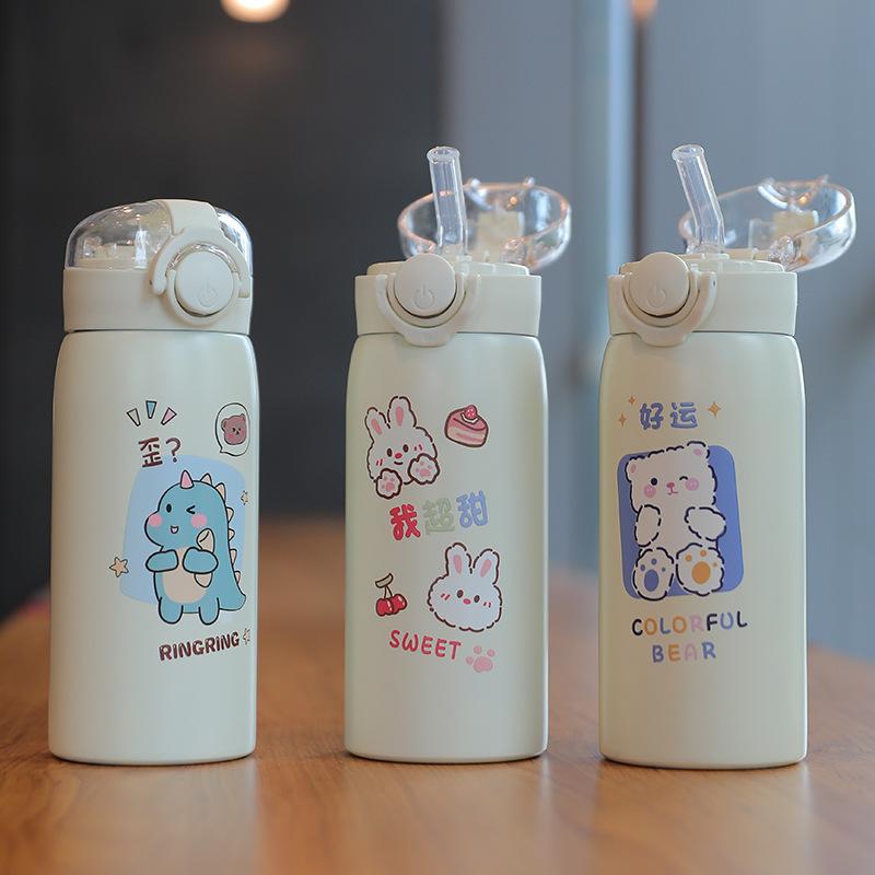 304 Stainless Steel Vacuum Cup Children's Straw Bounce Men's and Women's Student Portable Vacuum Insulated Water Cup