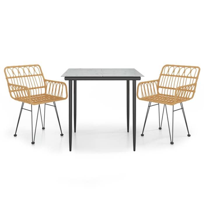 VidaXL 3-piece Garden Dining Set Woven Resin, Patio Set, Garden Bistro Set, Dining Set 3157845