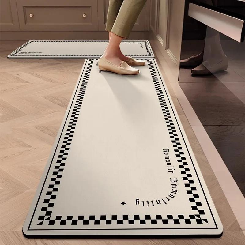 Modern Minimalist Kitchen Rug Non-Slip, Stain-Resistant Diatomaceous Earth Mat Absorbent Bathroom Door Mat Home Decor