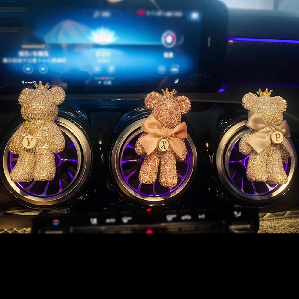 Crystal Diamond Cute Bear Car Fragrance Perfume Clip Air Outlet Aroma Air Fresher Decoration Accessories Aromatherapy