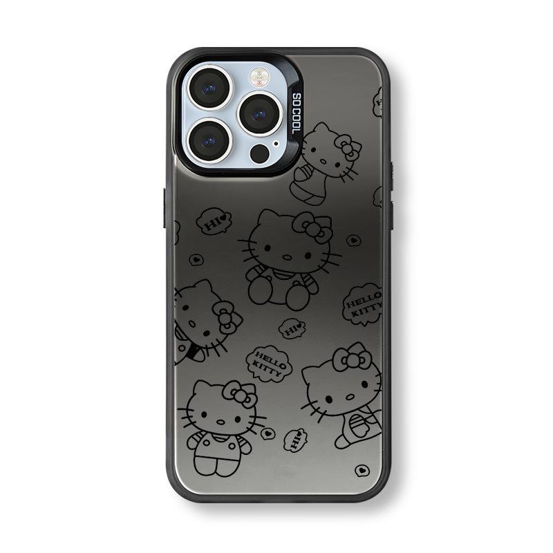 Cartoon KT Cat iPhone Case for iPhone 12 Pro Max/13/14/15/16/17, Silver,  Cross-Border Niche