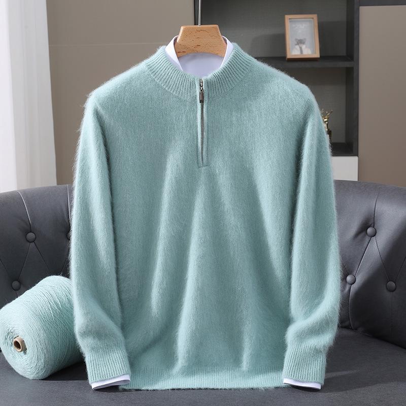 Men s Half-Zip Thickened Mink Velvet Sweater - Casual Warm Knitwear for Autumn/Winter L