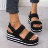 Bohemian Ethnic Style Flip-flops Women's Thick-soled Flat-heeled Heightened Leisure Vacation Beach Women's Cool Slippers