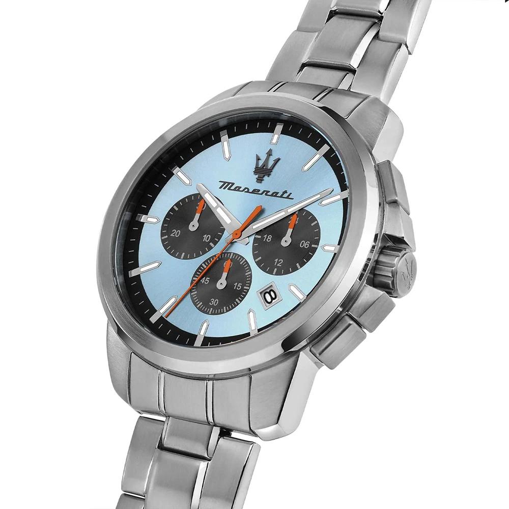 Maserati Successo Azul Claro Aço Inoxidável Cronógrafo de Quartzo Masculino com Data R8873621044