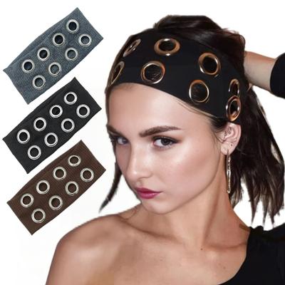 Faixa de Cabelo Feminina Design Vazado Elementos Metálicos Corda de Cabelo Macia Respirável Esportes
