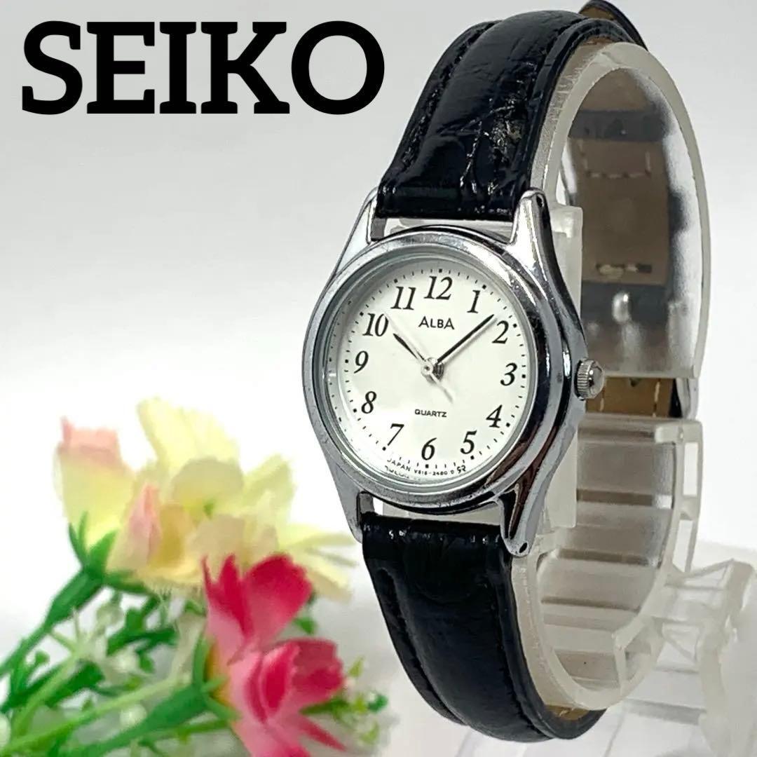104 [Battery replaced] Working item SEIKO ladies watch Seiko ALBA Silver Arabic numerals Quartz type Popular Rare Vintage