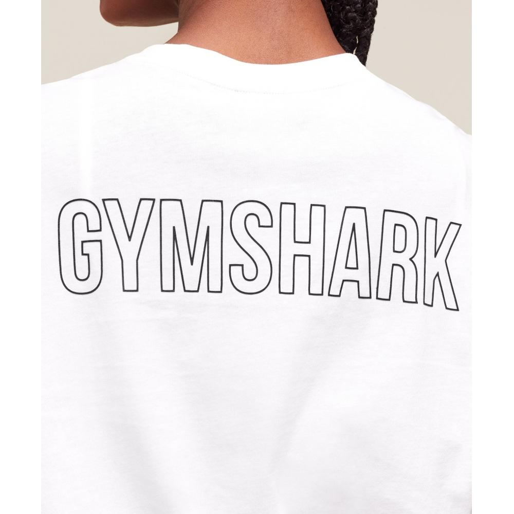 Gymshark Trace Graphic Long Sleeve Top White B4b3t Wb57