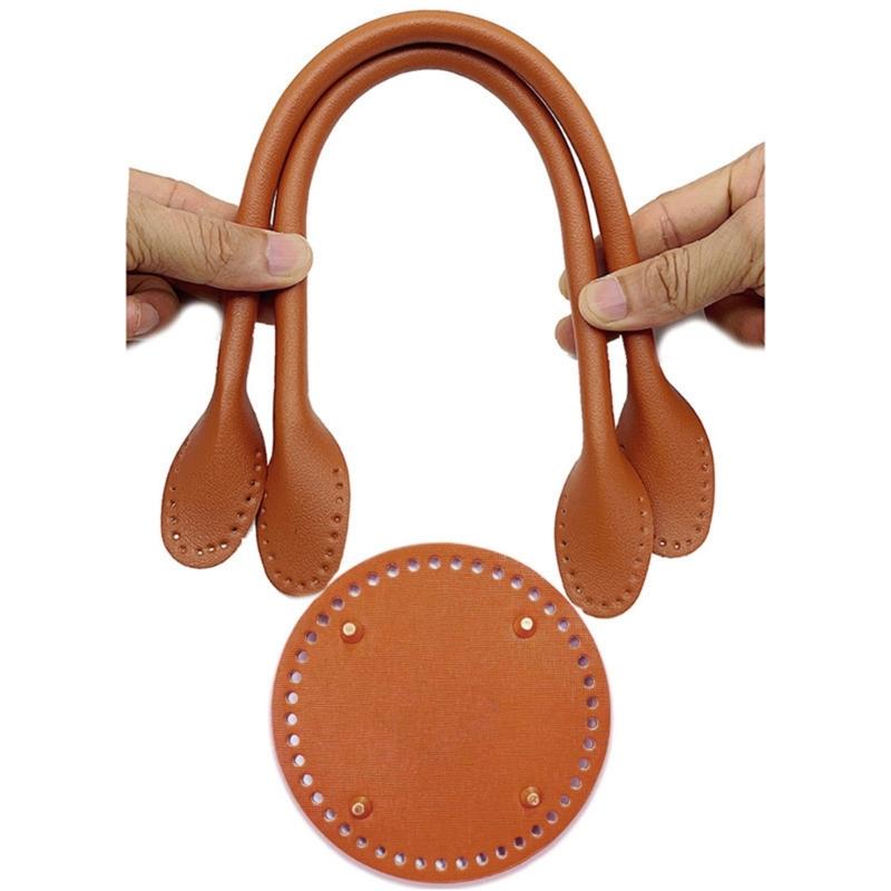 Handbag Shoulder Bag Bottom Shaper Pad & Hand-Strap Handle Set Leather Tote Bag Woven Bag DIY Accessory for Women Girl