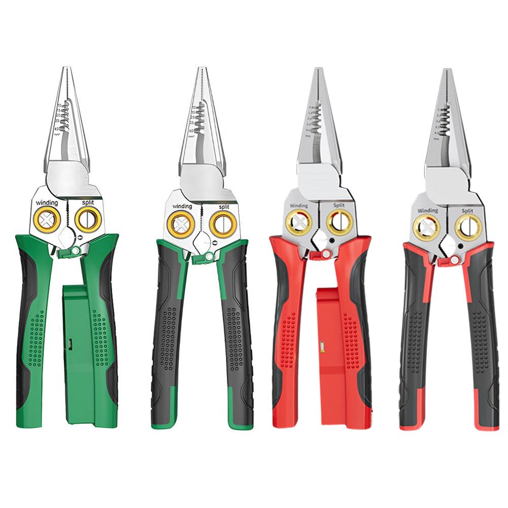 Clește electrician multifuncțional 8 în 1, dezizolator de sârmă din oțel inoxidabil, clește cu vârf ascuțit cu măsurare electrică