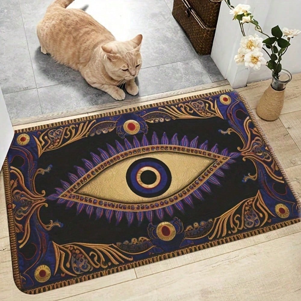 1 Stück Böser Blick Fußmatte Boho Bodenmatte Rutschfest Saugfähig Badezimmerteppich Spirituell Bohemian Willkommensmatte Eingangsbereich Heimdekoration