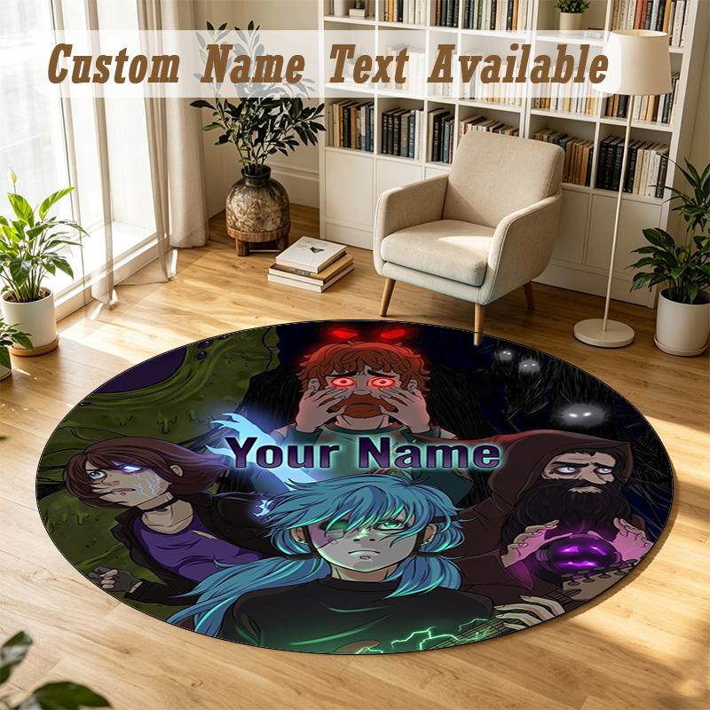 Sally Face Personalized Round Rug Support Custom Name, Soft Home Decor Mat