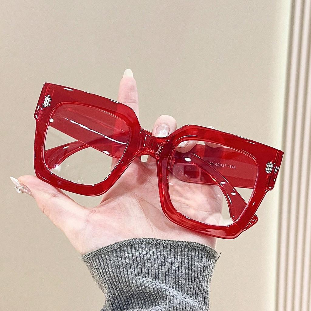 1 Pair Of Plastic Frames Large Frames Squares Fashionable Flat Light Mirrors Classic Trend Design Modern Minimalist Style Women