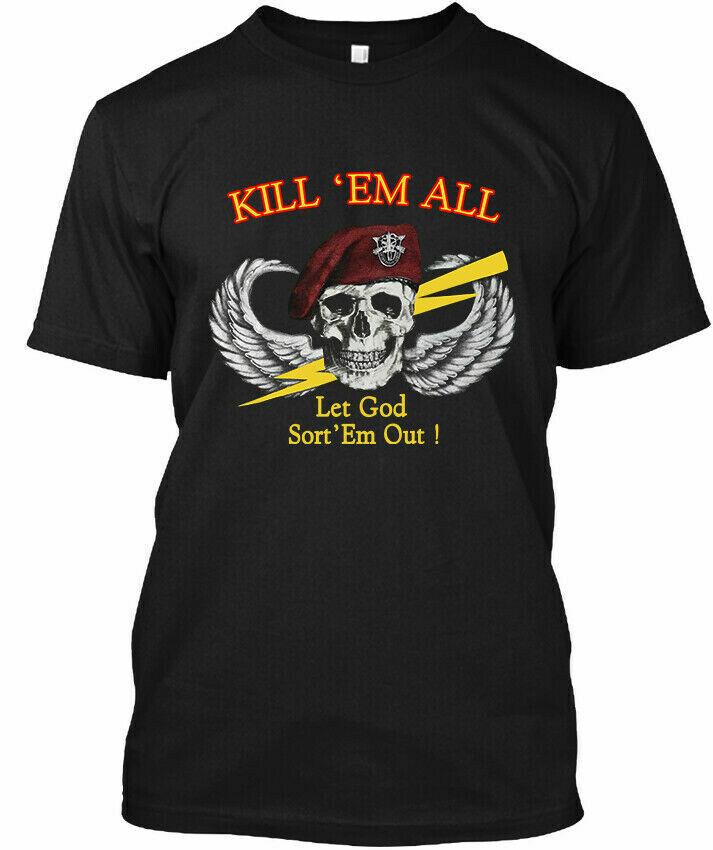 

NWT Vintage Kill Em All Let God Sort Em Out 1985 Retro Logo T-Shirt Size S-4XL Unisex T-Shirt M