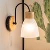 Simple and Modern LED Wood Glass Wall Lamp Bedroom Bedside Cable Switch Wall Lamp Corridor Balcony Entrance LED Light Luster