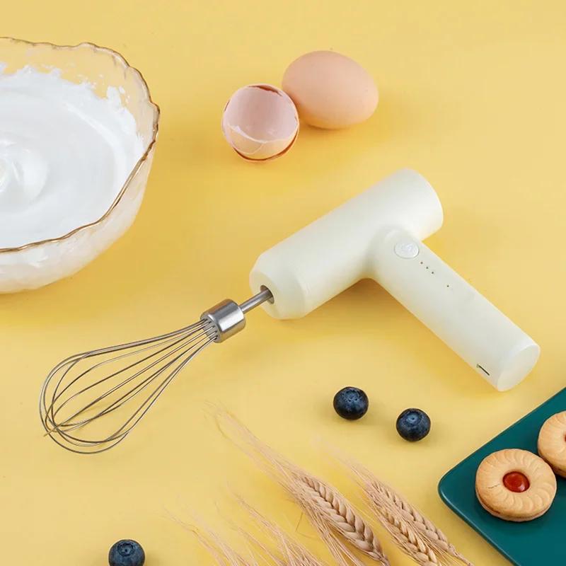 Electric Egg Beater Food Whisk Handheld Rechargeable 3 Speeds Egg Beater Baking Dough Cake Cream Mixer Kitchen Cooking Tools