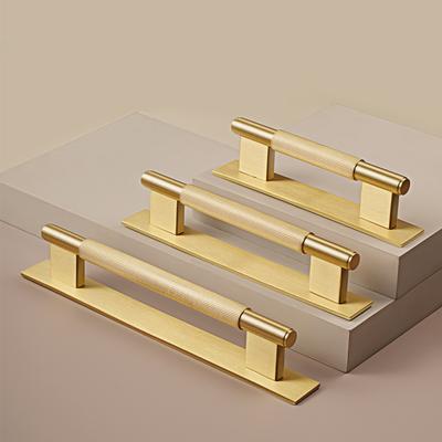 Dooroom Solid Brass Straight Grain Pattern Modern Style Cabinet Refrigerator Door Pull Drawer Knobs Hardware Handles
