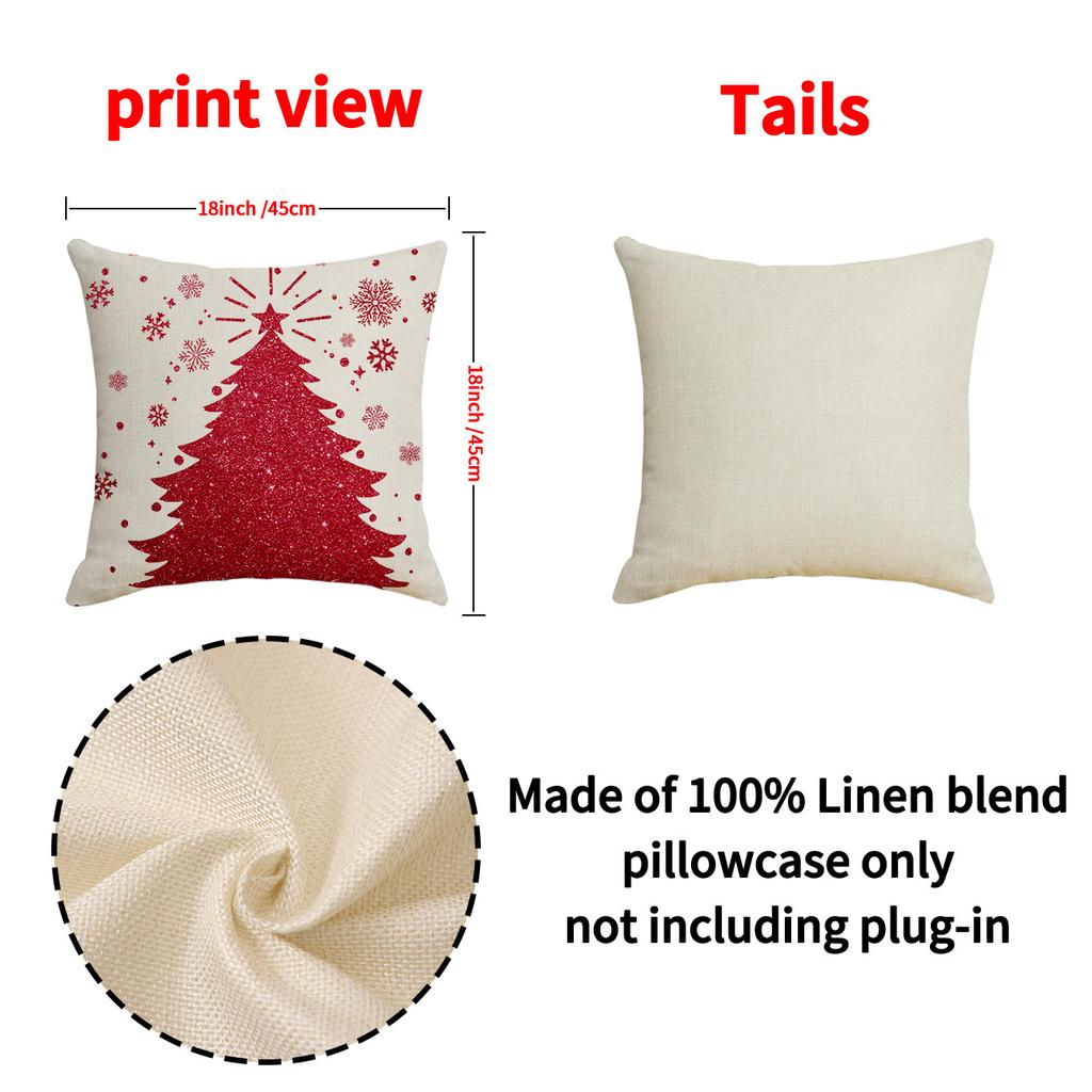 New Elk Print Pillow Cover Christmas Tree Decoration Square Pillow Cover Living Room Sofa Pillow Cushion