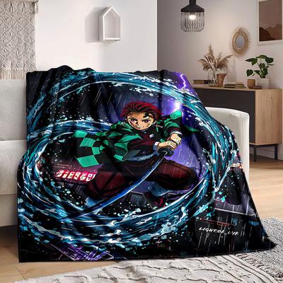 1pc Demon Slayer Soft & Warm Flannel Blanket, Multi-Purpose Throw Blanket for Couch, Sofa, Office, Bed, Camping, Travel