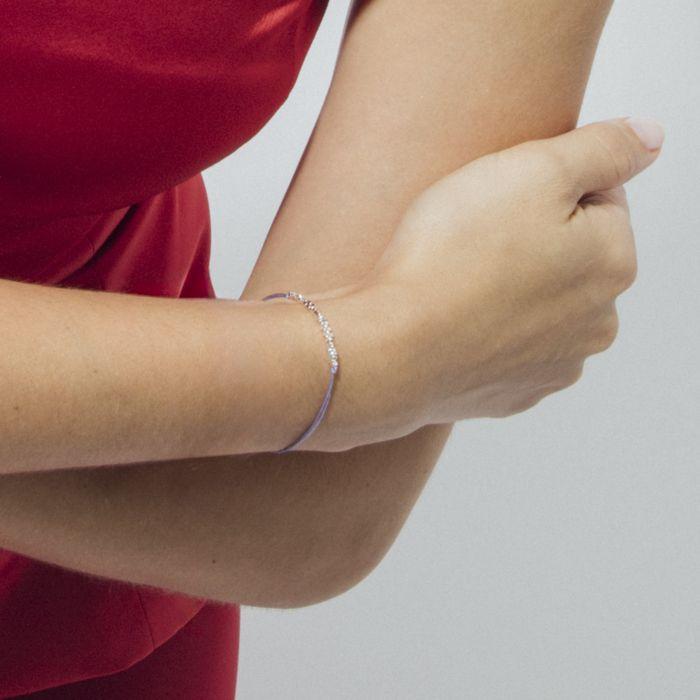 Bracelet - LUXENTER - Limley - Coton violet - Finition argent sterling 925 - Femme