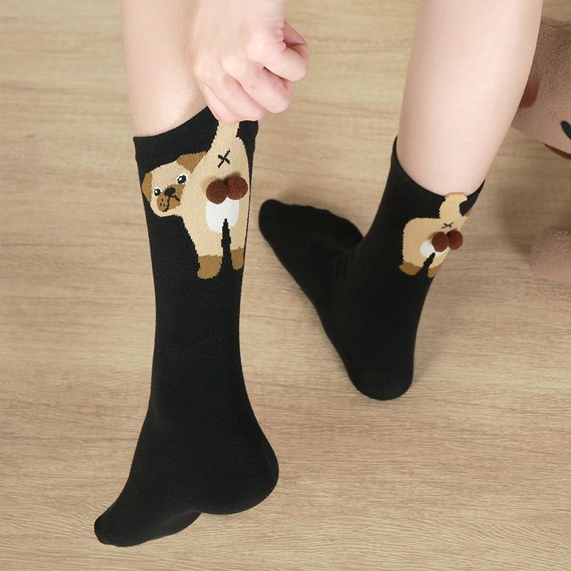 1/2Pairs Cute Cat Socks with Balls Funny Soft Cotton Socks Breathable Middle Tube Socks Novelty Gifts for Women Girl Cat Lovers
