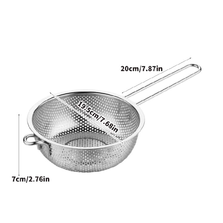 Stainless Steel Kitchens Strainer Basket Durable Build Comfortable Handle Portable and Effective for Various Use
