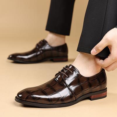 Men's Classic Luxury Vintage Leather Shoes Four-season Pointed-toe Formal Single Shoes Creative Trendy Large-size Business Shoes