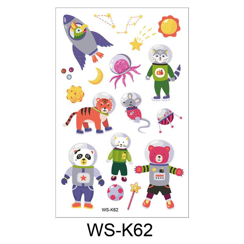 Cross Border Children's Cartoon Tattoo Stickers Space Dinosaur Boy Girl Cute Temporary Waterproof