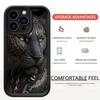 Gradient Lion Leopard Grooved Phone Case for iPhone 14/15/16/17 Pro Max - Black Style Protection