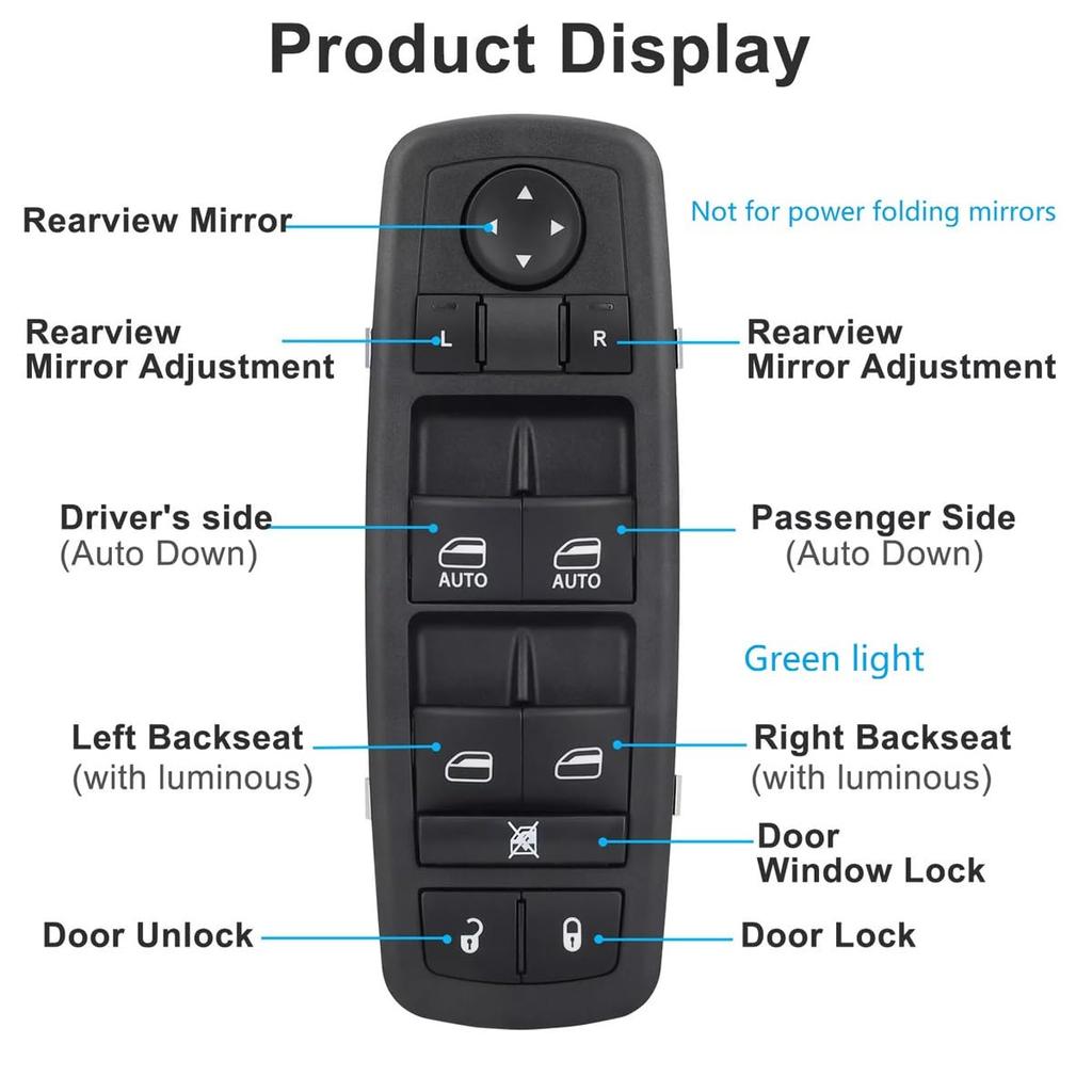 Power Window Master Control Switch Drive Side For 2009 2010 2011 2012 2013 2014 2015 Dodge Ram 1500 2500 3500 Quad Cab 4602863AD 4602863AB 4602863AC