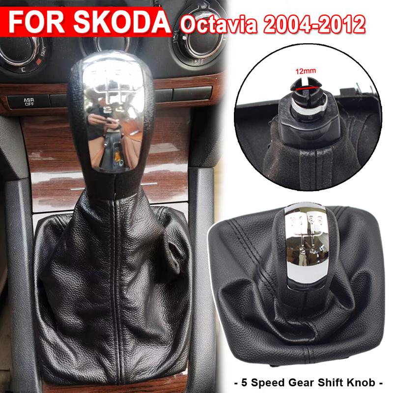 5 Speed Car Gear Shift Knob Gearstick Gaiter Boot Kit For Skoda Octavia 2004 2005 2006 2007 2008 2009 2010 2011 2012