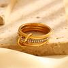 LATS Gold-plated Stainless Steel Multi-layered Contrasting Stacking Rings for Women Hand Jewelry