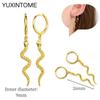 925 Sterling Silver Needle Vintage Square Round Pendant Earrings For Women Crystal Shell Geometric Earrings Fashion Jewelry
