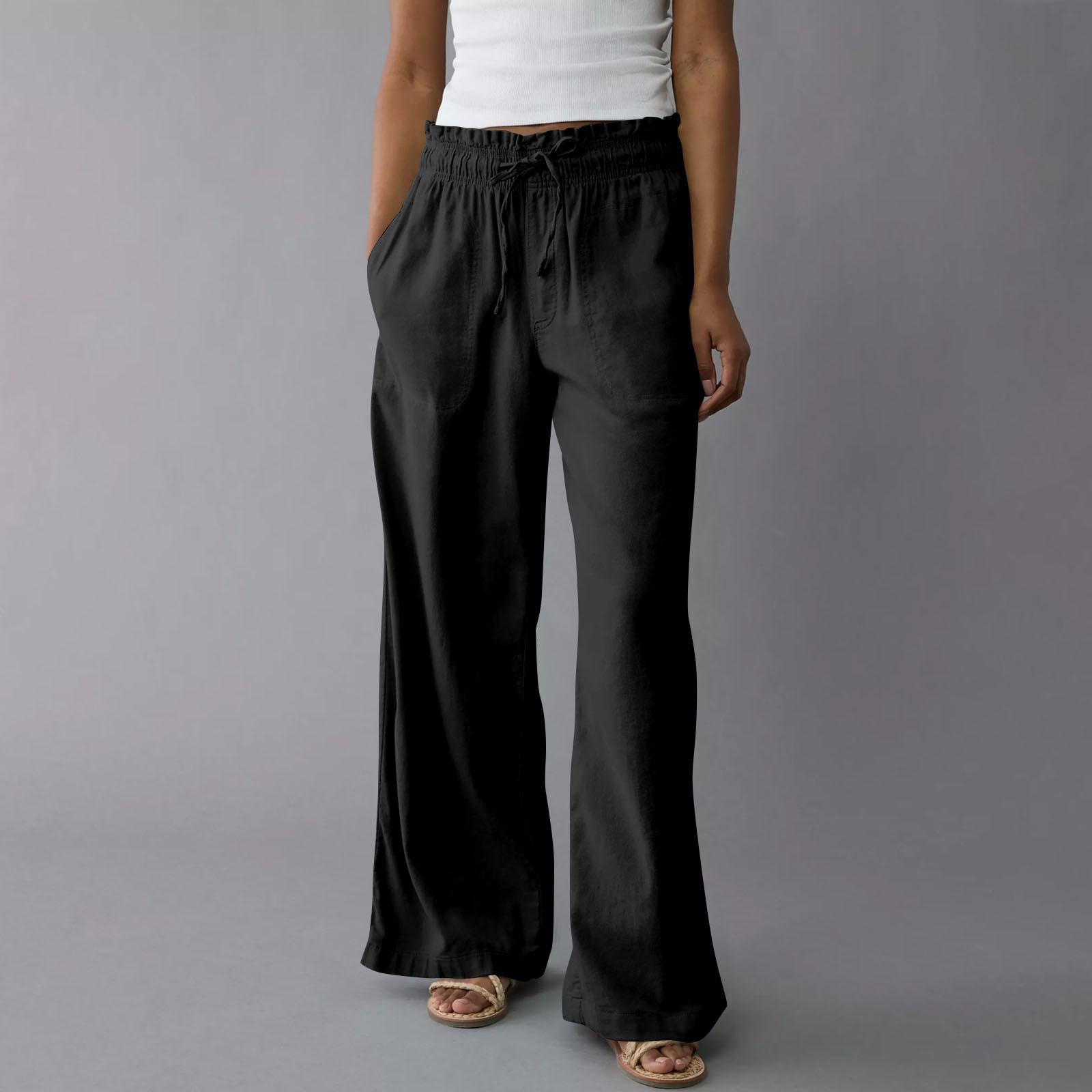 

Женские спортивные брюки для фитнеса, повседневные свободные эластичные спортивные брюки, прямые широкие брюки, повседневные брюки, брюки для йоги XL чёрный