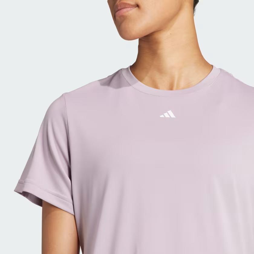 Adidas Solid Color Logo Crew Neck T-Shirt Women Tops Purple IT7422