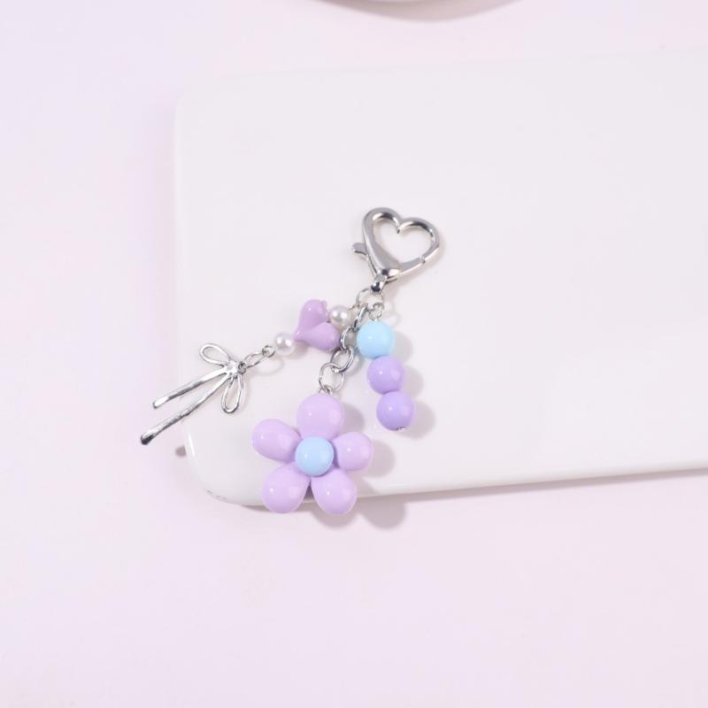 

Creativity Beaded Design Keychain Colorful Small Flower Pendant Bag Charm Backpack Hanging Cute Accessories Gift A7