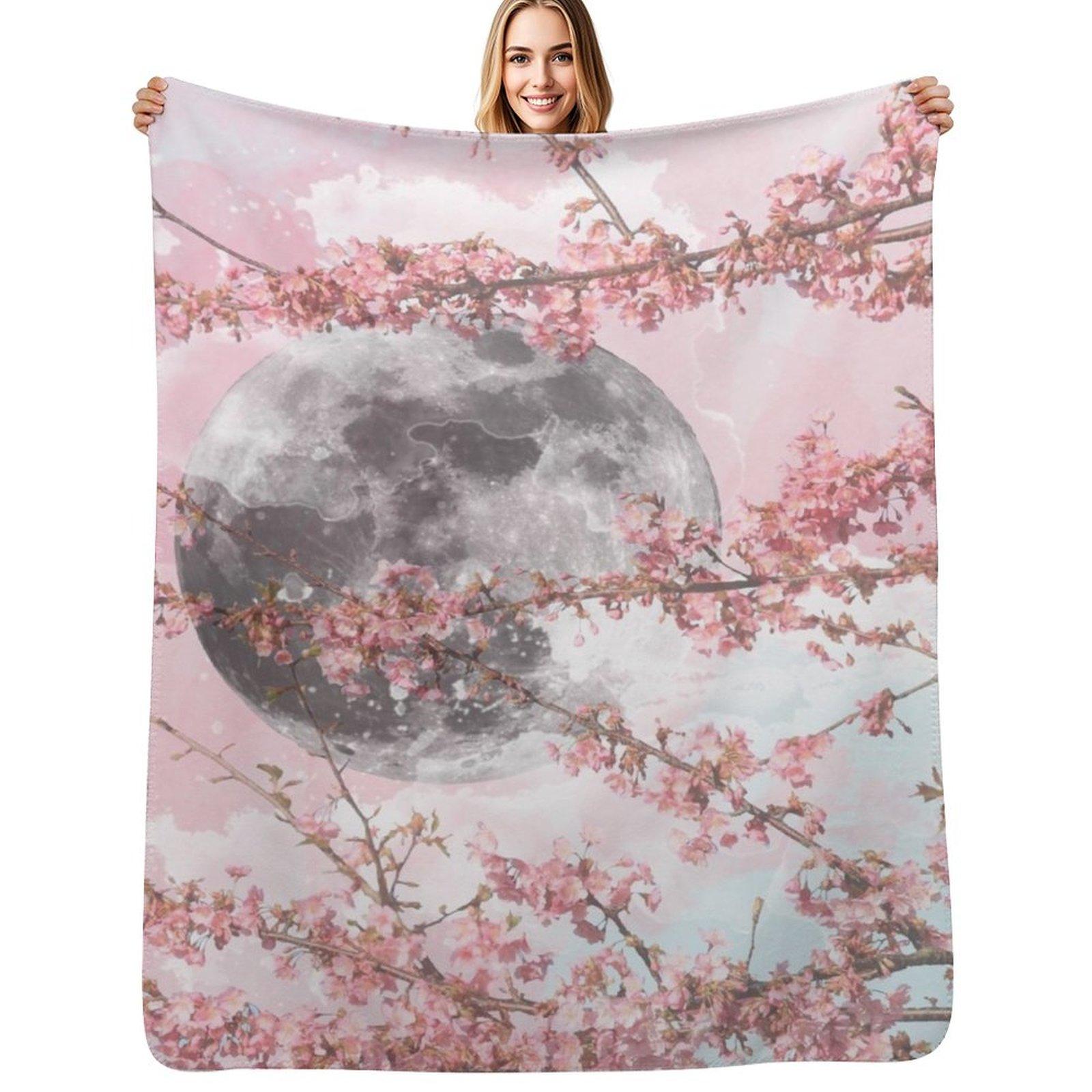 

Spring Moon Throw Blanket Lightweight Warm Blanket for Travel Camping 75x100cm