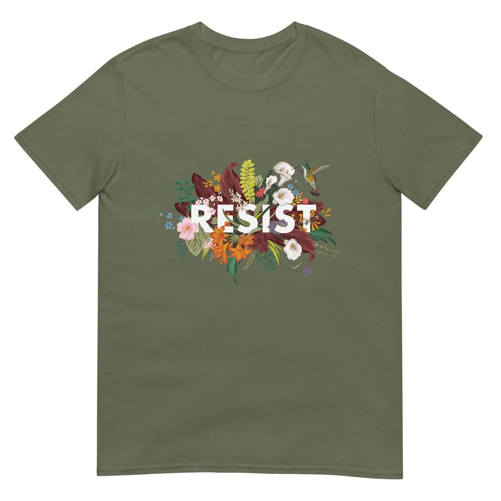 Resist Floral Anti Trump Political Protest TShirt