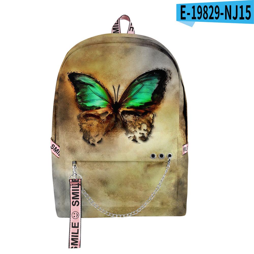 Cartoon Youthful School Bags Unisex Funny Butterfly Travel Bags 3D Print Oxford Waterproof Notebook Shoulder Backpacks